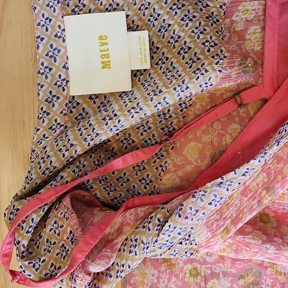 Maeve Anthropologie High Low Floral Dress w Slip Sz 4 - Picture 7 of 10